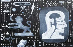 Research by Tony de Lautour, acrylic on canvas board, sold Dec 2024