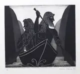 Marian Maguire, James K Baxter and Odysseus Explore the Upper Whanganui, etching, 11/25