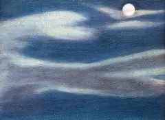 Richard McWhannell, Moon, Freeman's Bay, Auckland, oil on canvasboard