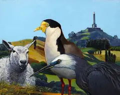 Russell Jackson, Cornwall Park Birds, oil on board