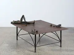 Warp by Greer Twiss, cast bronze with applied paint, offered Nov 2024