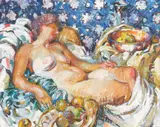 Evelyn Page, Nude with Fruit, oil on canvasboard (1961-1962)