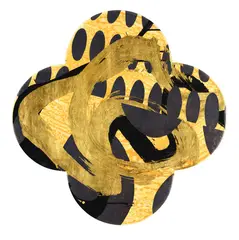 Max Gimblett, The King of the Night, Swiss gold, aqua size and Japanese oxidized black on shaped canvas