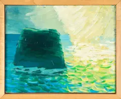 Michael Smither, Sunlight off Saddleback, oil on board