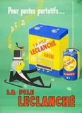 La Pile Leclanché, 'Electric Battery Ad' by Cotto, vintage poster, linen backed, c. 1920