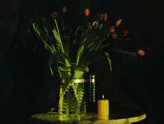 Fiona Pardington, Still Life with Laszlo's Wilting Tulips, inkjet on Epson Archival Matte paper, 37/100, 2018