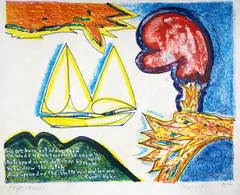 Pat Hanly, Hope vessel, mixed media on paper, AP/10