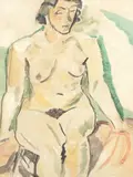 Seated Female Nude by Toss Woollaston, watercolour, offered Sep 2024