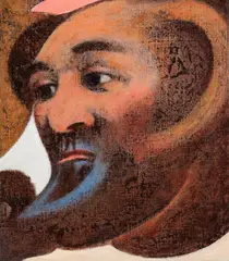 The man in the moon has a blue beard by Richard McWhannell, oil on canvas laid onto board, offered Sep 2024