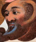 Richard McWhannell, The man in the moon has a blue beard, oil on canvas laid onto board