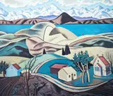 Rita Angus, Central Otago, screenprint