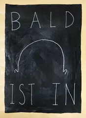 Peter Robinson, Bald Ist In, oil on brown envelope