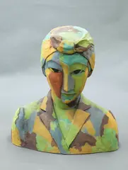 Ann Verdcourt, Wartime Nora, dryglaze ceramic with fired-on colour