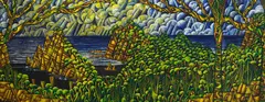 Dean Buchanan, Untitled - View of Karekare, oil on hessian