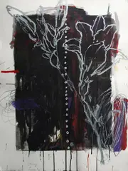 John Reynolds, Crown of Thorns II, acrylic and oilstick on paper