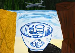 Gavin Chilcott, Self with Bowl and Cobalt, oil on board