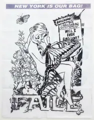Faile, Butterfly Girl – New York is our Bag!, enamel spray paint on paper