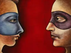 Donna Demente, Untitled - the Masquerade, oil on board