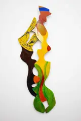 Robert McLeod, Upside Down, oil on shaped wooden board