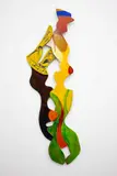 Robert McLeod, Upside Down, oil on shaped wooden board