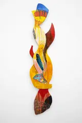 Robert McLeod, Backward, oil on shaped wooden board