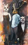 J Pulsford, Fake News, oil on board