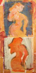 Marc Rambeau, Dancers in Pink, mixed media on canvas