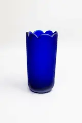 Blue tulip vase by Garry Nash, frosted glass, sold Sep 2024