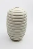 John Parker, Ribbed oval vase, matt white glaze