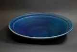 Graeme Storm, Large table bowl, stoneware with mottled blue and green barium glaze