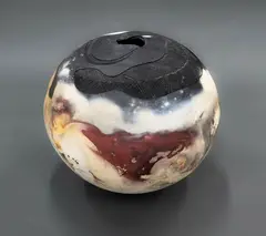 Ray Rogers, Large fungoid form vase, raku fired ceramic
