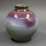 Graeme Storm, Stoneware ovoid vase, with jun glaze of pale blue colour with purple highlights