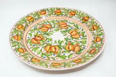 Caltagirone Andolina, Impressive large hanging platter, ceramic decorated with pomegranate leafy branches