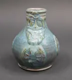 Graeme Storm, Small bellarmine jug, porcelain with pale blue rutile glaze