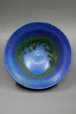 Graeme Storm, Stoneware bowl, with rich blue barium glaze and dark green highlights