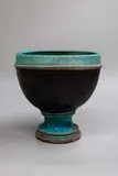 Graeme Storm, Footed bowl, stoneware, decorated with manganese glaze to the central band, light barium glaze to the foot, top rim and interior