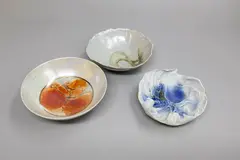 David Brokenshire, A small unglazed porcelain bowl, with impressed potter's mark; together with an unmarked small bowl (possibly also by David Brokenshire), and another small porcelain bowl with an illegible potter's mark (possibly by Keith Blight)