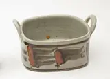 Merilyn Wiseman [attrib.], Stoneware handled tray, decorated with typical abstract design