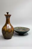 New Zealand Studio Pottery, Oil bottle and bowl