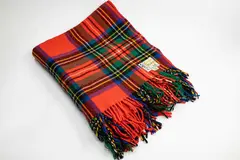 Kaiapoi Petone Group Textiles, Clan travel rug, with a Royal Stewart tartan pattern in bright red, blue, green, yellow, black and white