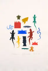 Salamander by Richard Killeen, acrylic on paper, sold Aug 2024