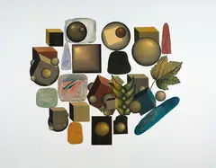 Richard Killeen, Destruction of the Circle, Part II, acrylic and collage on aluminium, twenty parts