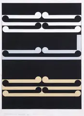 Gordon Walters, Koru Study: White/Grey/Yellow/Black, acrylic on paper