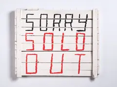 Peter Robinson, Sorry Sold Out, acrylic and oilstick on wood
