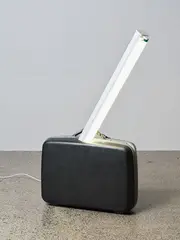 Bill Culbert, Slate Samsonite, fluorescent light, tube and suitcase, 2007