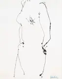 Ralph Hotere, Nude, ink on paper