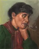 Clas Edvard Friström, Contemplation (Portrait of a Māori Chieftainess), oil on canvas