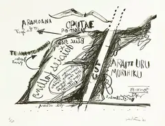 Oputae by Ralph Hotere, lithograph, AP, sold May 2024