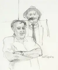 Garth Tapper, Double portrait (Father and Son), graphite on paper