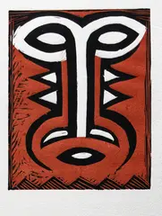 Le Tangaroa by Fatu Feu'u, woodblock, PP, sold May 2024